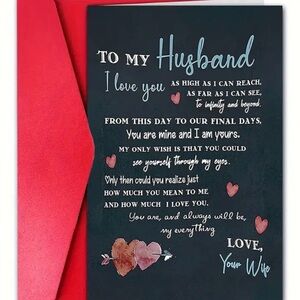 Romantic Husband Card with Red Envelope-Blank Inside